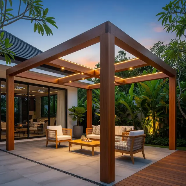 Model Pergola Kayu untuk Halaman Belakang