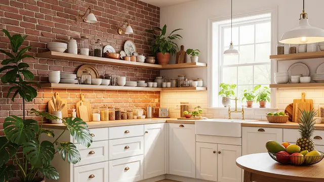 Aksen Bata Ekspos di Dapur Bergaya Vintage