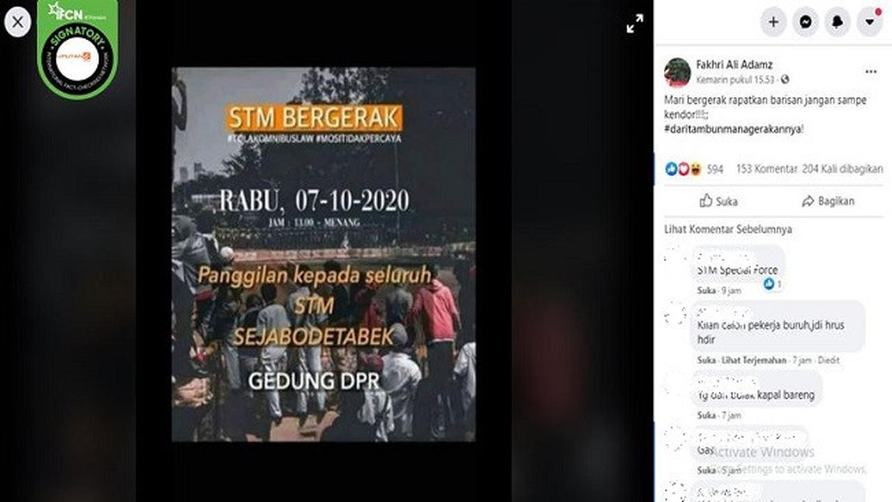 Gambar Tangkapan Layar Poster Hoaks Berisi Ajakan Unjuk Rasa di Depan Gedung DPR