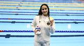 Perenang putri Indonesia, Masniari Wolf, meraih medali emas SEA Games 2025 untuk Indonesia setelah menjadi yang tercepat di cabang olahraga renang nomor 50 meter gaya punggung putri di Swimming Pool, Sports Authority of Thailand, Bangkok, Kamis (11/12/2025) sore WIB. (Dok. Akuatik Indonesia)