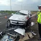 Kondisi Mitsubishi Pajero Sport yang menewaskan Vanessa Angel dan suaminya dalam kecelakaan di Tol Nganjuk. (Twitter)