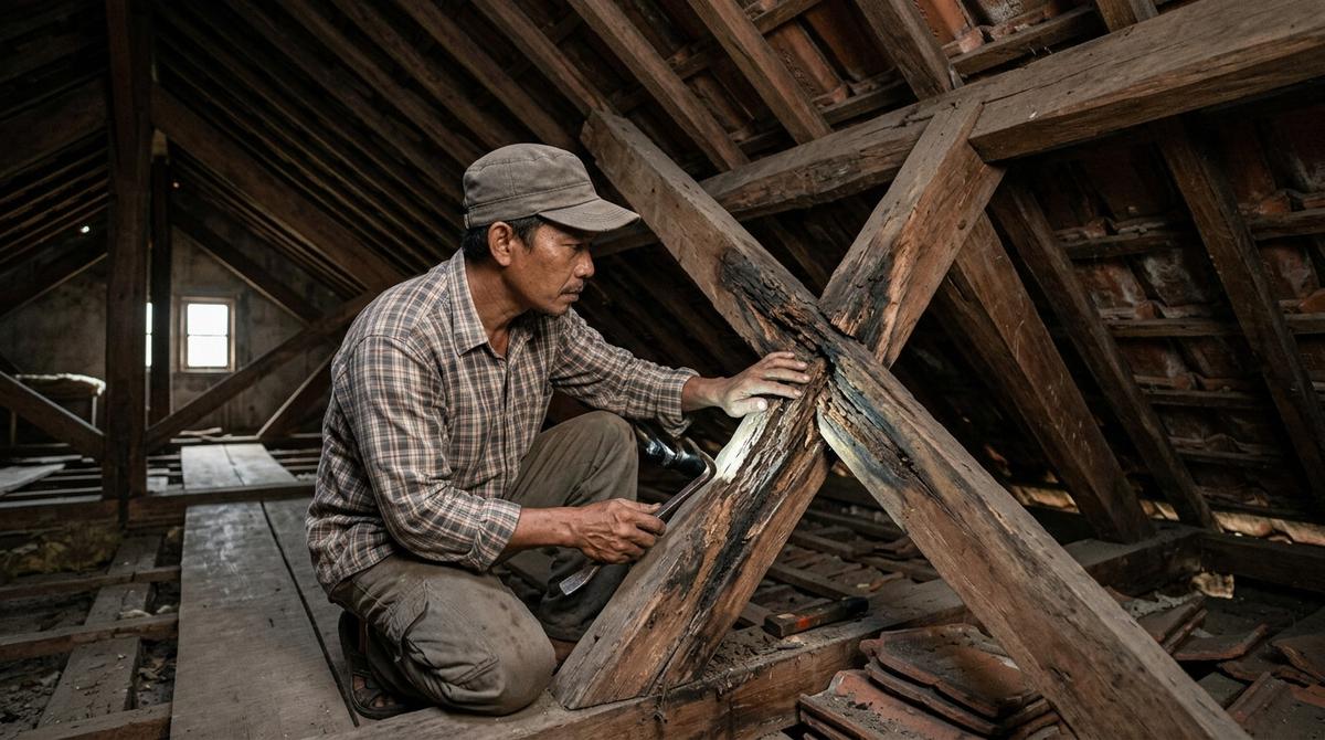 Cara Memeriksa Rangka Atap Rumah yang Mulai Lapuk (AI Generated)