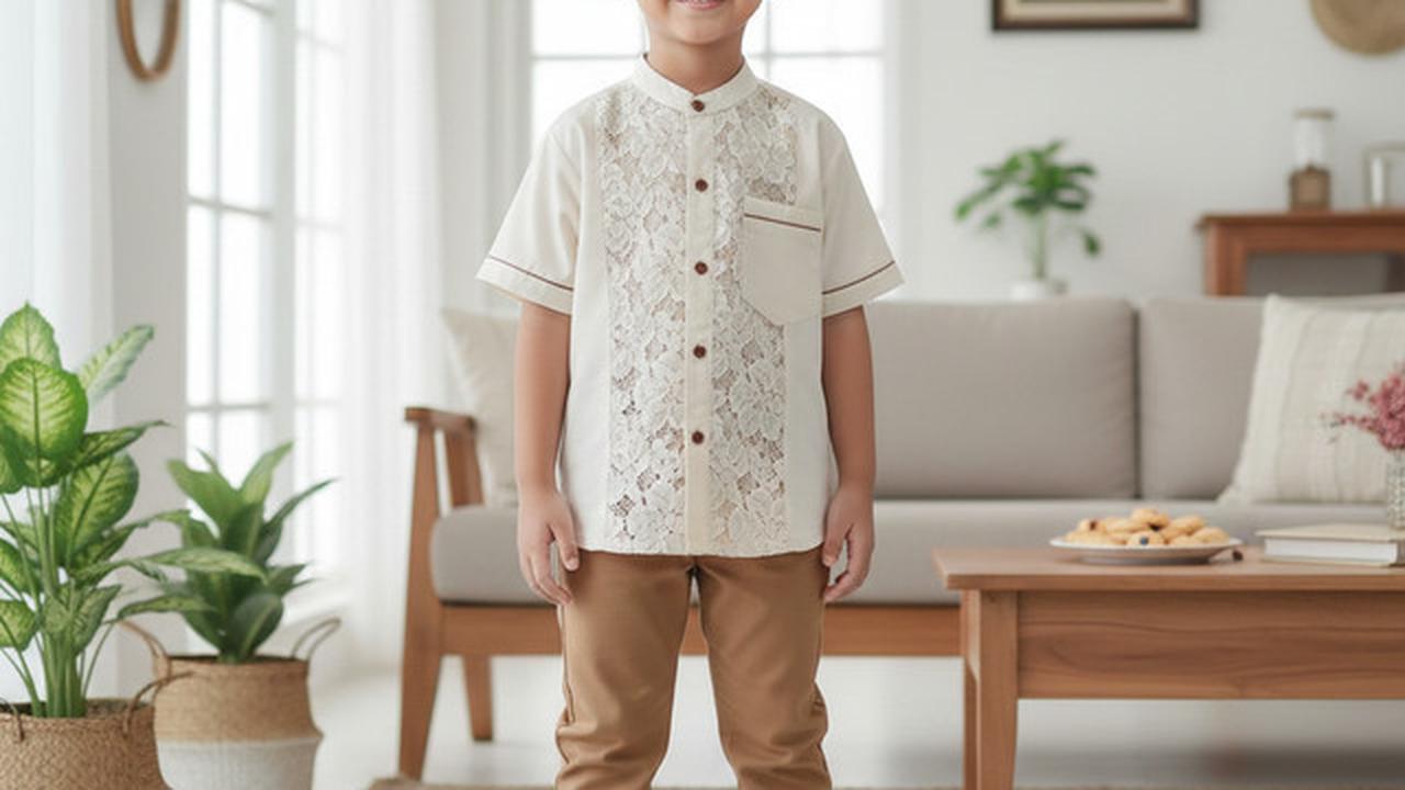 7 Model Baju Anak Brokat Kombinasi Polos, Inspirasi Busana Lebaran 2026