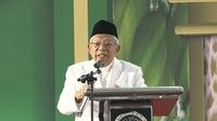 Ketua Dewan Pertimbangan MUI KH Ma'ruf saat&nbsp;berpidato pada milad ke-50 Majelis Ulama Indonesia (MUI) di di Asrama Haji Pondok Gede, Jakarta Timur. (Tangkapan Layar Youtube MUI)