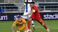 Gareth Bale saat memperkuat Timnas Wales di laga kontra Finlandia pada ajang Nations League, Jumat (4/9/2020) dini hari WIB. (Markku Ulander / LEHTIKUVA / AFP)