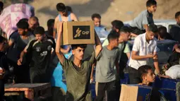 Terbaru, pada Rabu (25/6/2025), sedikitnya 86 warga Palestina tewas akibat serangan pasukan Israel beserta pesawat tanpa awak atau drone. Jumlah ini termasuk 56 orang di dekat pusat distribusi bantuan. (Eyad BABA/AFP)