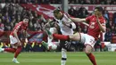 Gol pertama Manchester United dicetak Antony di menit ke-32. Baru di menit ke-76, Diago Dalot mencetak gol kedua. (AP Photo/ Rui Vieira)