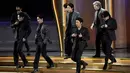 BTS tampil pada ajang Grammy Awards 2022 di Las Vegas, Amerika Serikat, 3 April 2022. BTS tampil membawakan Butter yang dilengkapi dengan aksi teatrikal. (AP Photo/Chris Pizzello)