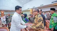 Bobby Nasution saat acara Peringatan Hari Lanjut Usia (HLUN) ke-27 Tahun 2023 di Hotel Madani, Jalan Sisingamangaraja Medan, Kamis (3/8).