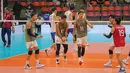 Sempat tertinggal dua gin lebih dulu, Timnas Bola Voli Putra Indonesia menunjukkan mental juara dengan bangkit dan membalikkan keadaan. (Bola.com/Bagaskara Lazuardi)