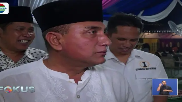 Calon Gubernur Sumut Edy Rahmayadi seusai berbuka puasa di rumahnya di Medan, Sumatera Utara, membantah informasi yang menyebutkan dirinya terkena stroke.