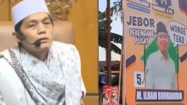 Baliho pencalegan Jebor, penderek Gus Iqdam (SS: YT Islam Populer)