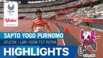 Berita video atlet Indonesia, Saptoyoga Purnomo melaju ke babak final di cabang olahraga atletik nomor lari 100 meter putra klasifikasi T37 di Paralimpiade Tokyo 2020, Jumat (27/8/2021).