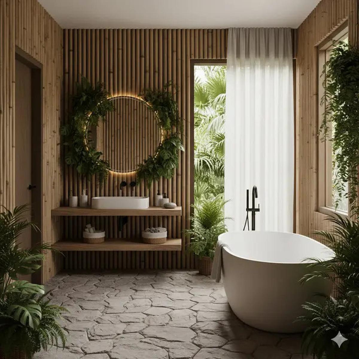 8 Inspirasi Kamar Mandi Konsep Alam 2025, Tren Desain Natural yang Bikin Rileks