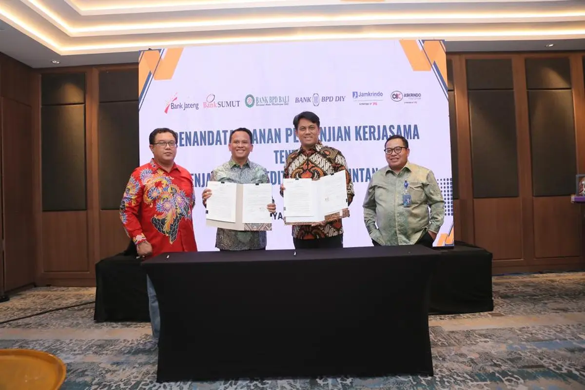 PT Jaminan Kredit Indonesia (Jamkrindo) melakukan kerja sama dengan empat bank daerah, yaitu BPD Bali, Bank BD DIY, Bank Sumut, dan Bank Jateng.