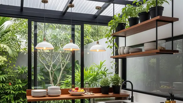 Desain Dapur Ala Kafe Kecil dengan Meja Bar Mini