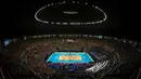 Suasana Ibirapuera gym saat pertandingan voli World Grand Prix 2015 antara Brazil melawan Jerman, di Sao Paulo, Brazil (12/7/2015). (AFP PHOTO/Miguel SCHINCARIOL)