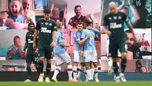 Pemain Manchester City rayakan gol Gabriel Jesus (OLI SCARFF/POOL/AFP)