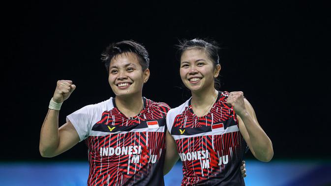 Ganda putri Indonesia Greysia Polii / Apriyani lolos ke final Yonex Thailand Open 2021 yang berlangsung di Impact Arena, Bangkok. (foto: BWF-limited acces)