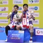 Ganda putra Indonesia Leo Rolly Carnando/Bagas Maulana juara Korea Open 2024 setelah mengalahkan wakil tuan rumah&nbsp;Kang Min Hyuk/Seo Seung Jae. Mereka menang 18-21, 21-9, dan 21-8 di Mokpo Indoor Stadium, Minggu, 1 September. (foto: PP PBSI)