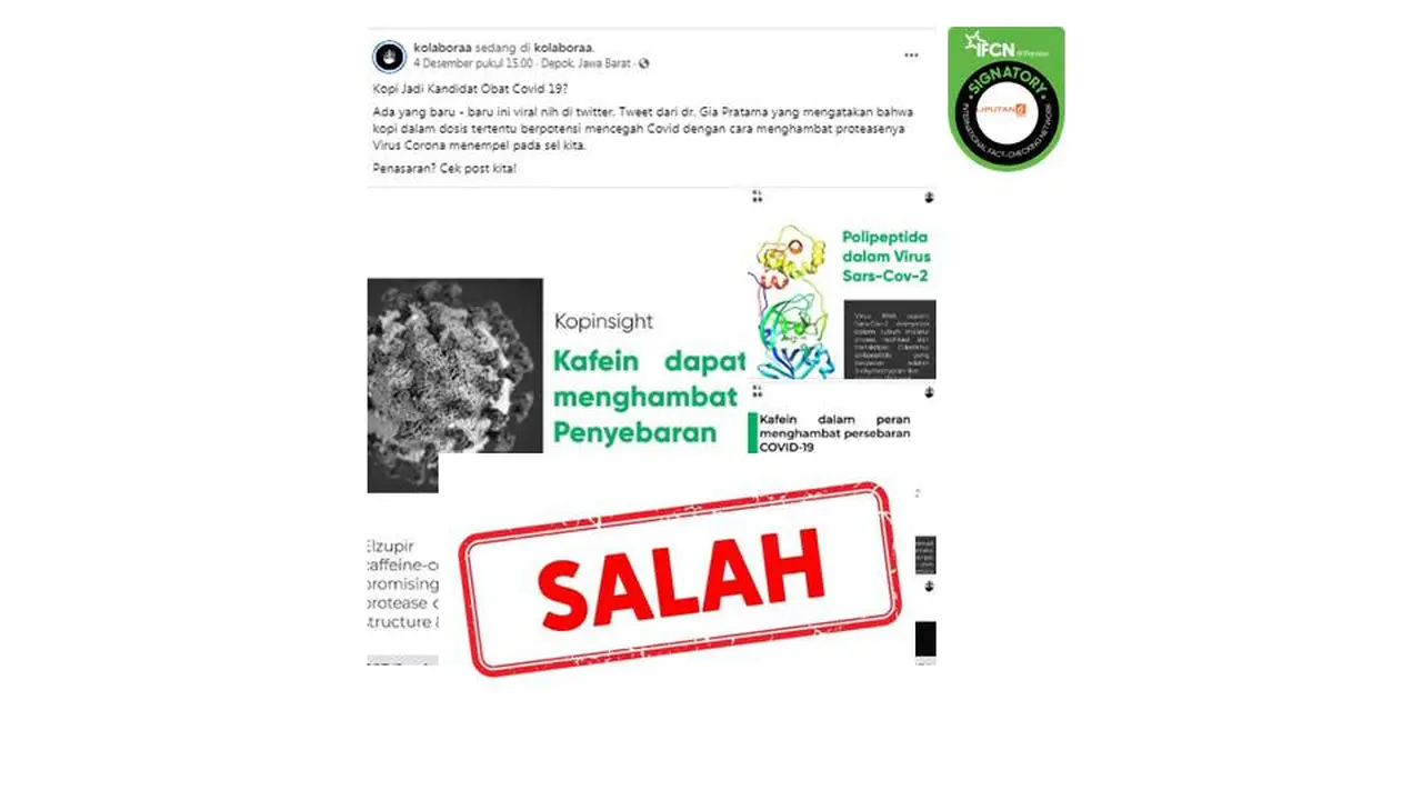 Cek Fakta kopi bisa sembuhkan covid-19