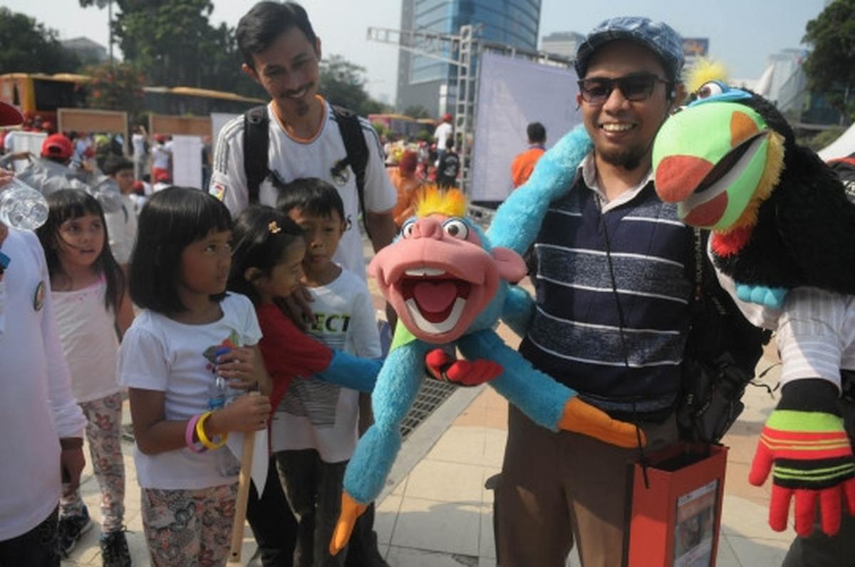 Beraksi di Car Free Day, puluhan anak serukan stop kekerasan