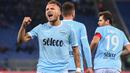 Ekspresi pemain Lazio, Ciro Immobile usai membobol gawang Hellas Verona pada lanjutan Serie A di di Olympic stadium, Roma, (19/2/2018). Lazio menang 2-0. (Alessandro Di Meo/ANSA via AP)