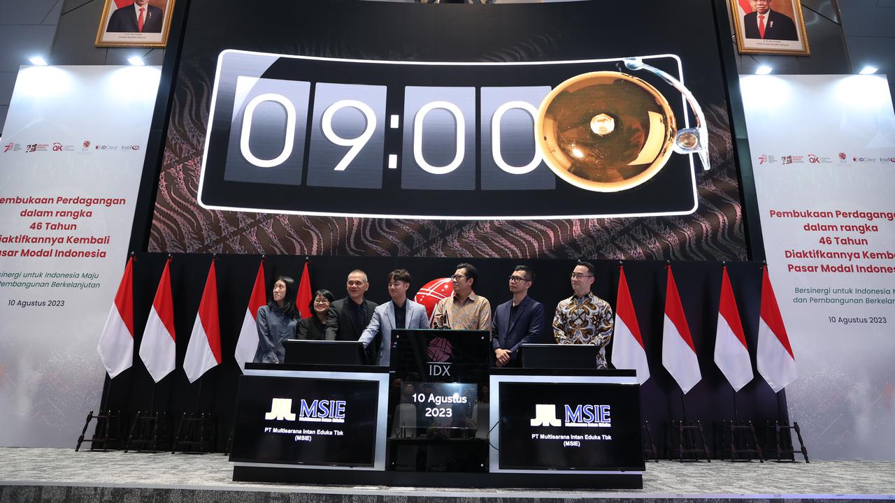 PT Multisarana Intan Eduka Tbk resmi melantai di Bursa Efek Indonesia (BEI) pada hari ini, Kamis 10 Agustus 2023. Saham perseroan diperdagangkan dengan kode MSIE.
