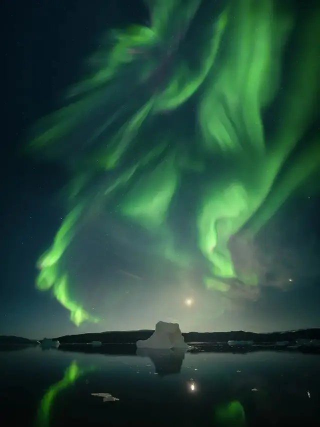 Aurora di Scoresby Sund, Greenland Timur.