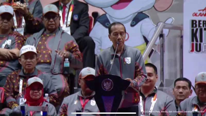 Presiden Joko Widodo atau Jokowi saat membuka Pekan Olahraga Nasional (PON) XXI Aceh-Sumatera Utara (Sumut) di Stadion Harapan Bangsa, Kota Banda Aceh, Provinsi Aceh, Senin (9/9/2024).