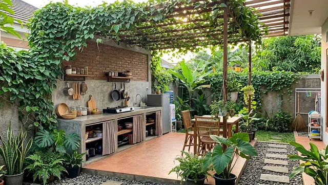 9 Inspirasi Dapur Belakang Rumah yang Menyatu dengan Alam, Nyaman untuk Memasak