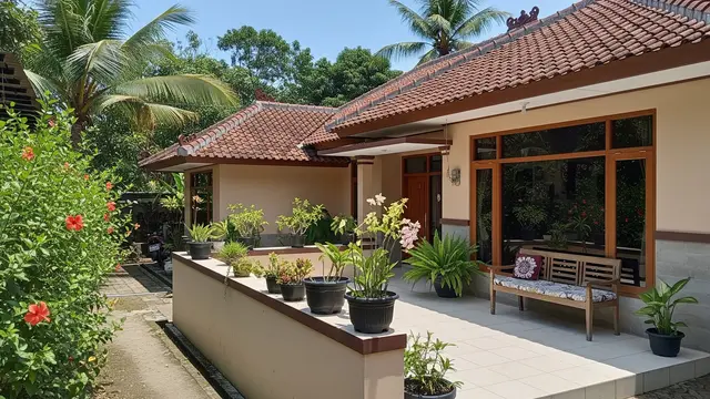 Inspirasi Teras dengan Dinding Rendah di Rumah Desa 2026