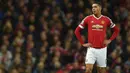 Bek Tengah  Manchester United, Chris Smalling, menjadi titik lemah saat timnya kalah 1-3 dari Watford. (EPA/Peter Powell)