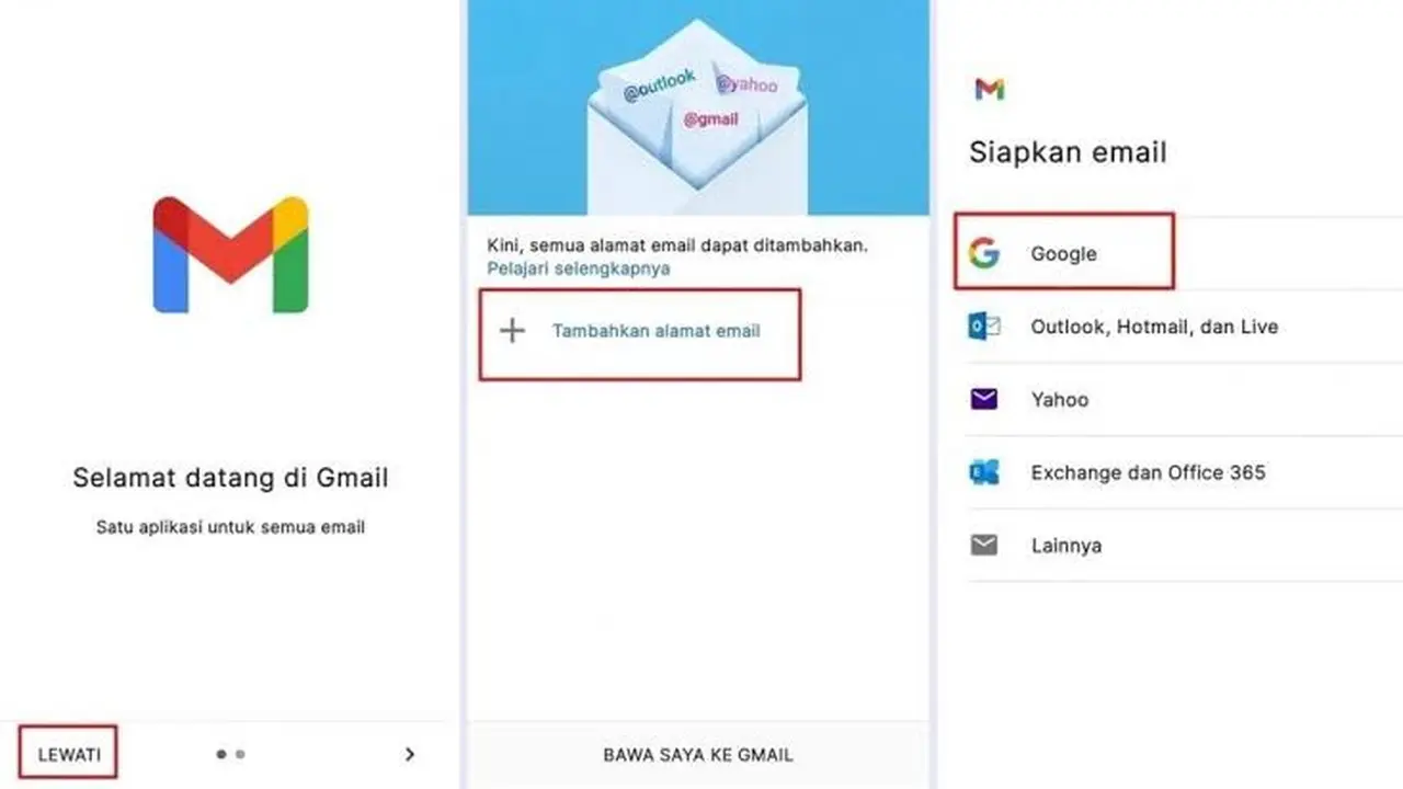 Foto cara membuat email baru lewat handphone, sumber: Break News