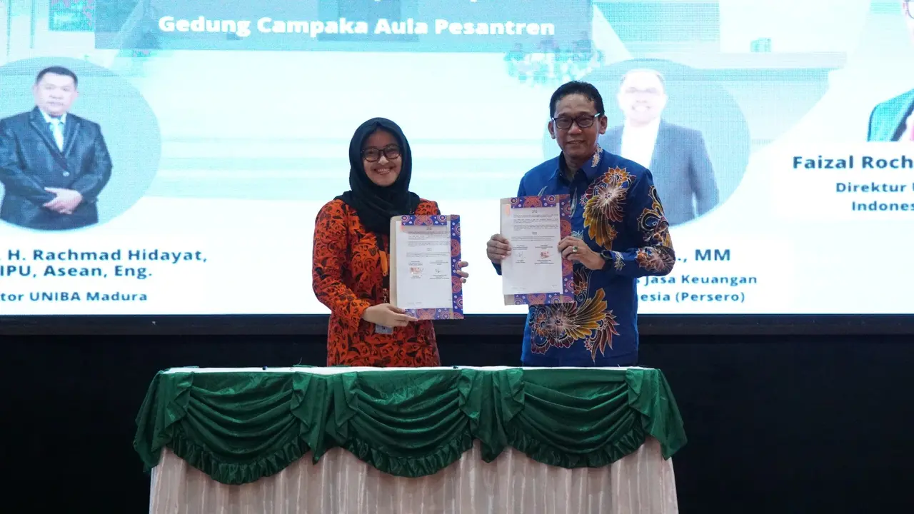 PT Pos Indonesia menandatangani perjanjian kerja sama dengan Universitas Bahaudin Mudhary (UNIBA) terkait penerimaan setoran biaya pendidikan mahasiswa dengan menggunakan virtual account Giropos, Kamis 25 Mei 2023 (Istimewa)