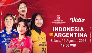 Live Streaming FVIB Women's U-21 World Championship Indonesia vs Argentina eksklusif di Vidio. (Sum. dok. vidio.com)
