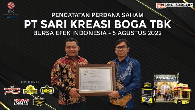 Pencatatan perdana saham PT Sari Kreasi Boga Tbk (RAFI), Jumat (5/8/2022) (Foto:BEI)