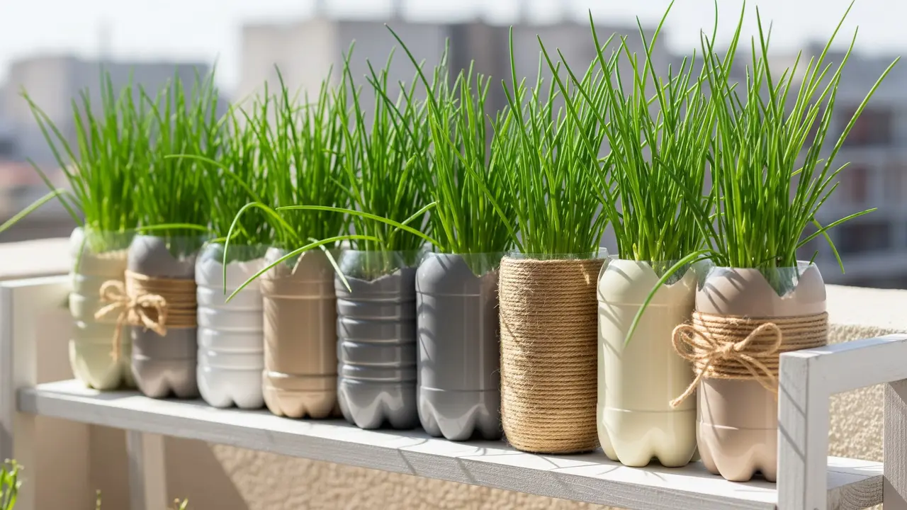 Kebun Daun Bawang dari Botol Plastik Bekas (Image by Gemini AI)