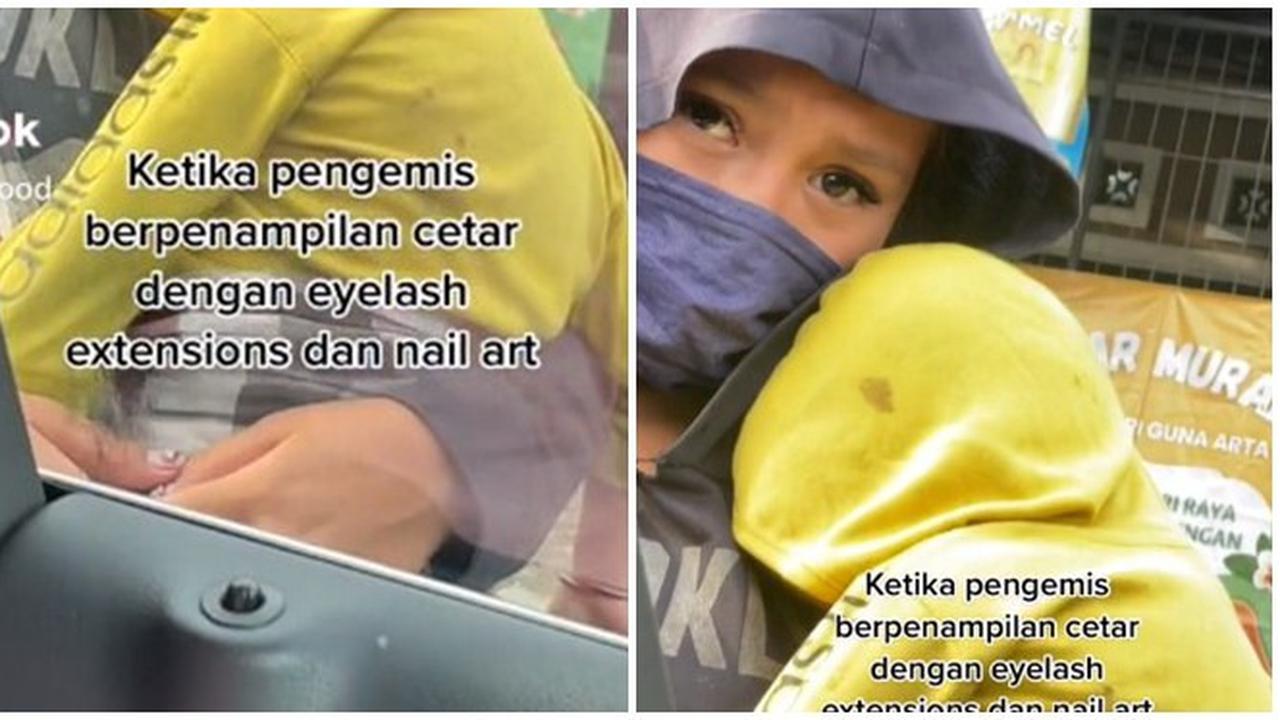 Tampil Cetar, Video Pengemis Wanita Pakai Eyelash Extension dan Nail Art Ini Viral