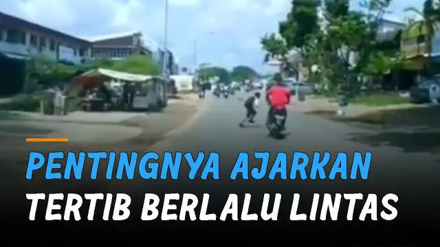 VIDEO: Bocah Nyebrang Tertabrak Motor, Pentingnya Ajarkan Tertib Berlalu Lintas Pada Anak