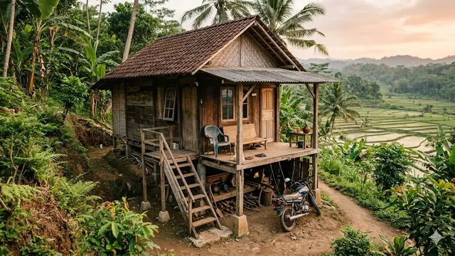 Contoh Rumah Murah Rp50 Juta di Desa dengan Tanah Miring