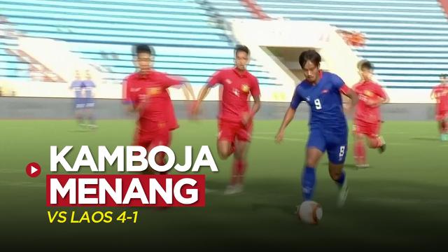 Cover video highlights Laos vs Kamboja di Grup B sepak bola putra SEA Games 2021 (Foto cover: capture video SNTV), Senin (9/5/2022) sore hari WIB.