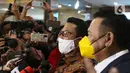 Kepala Staf Presiden (KSP) Moeldoko memberikan keterangan usai menjalani pemeriksaan di Bareskrim, Mabes Polri, Jakarta, Selasa (12/10/2021). Moeldoko menjalani pemeriksaan sebagai saksi pelapor. (Liputan6.com/Herman Zakharia)