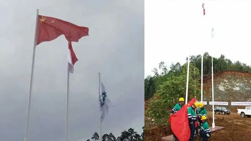 Bendera Tiongkok Berkibar di Halmahera Selatan, Netizen Geram