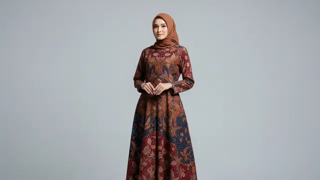 Gamis Batik Full Motif dengan Cutting Minimalis