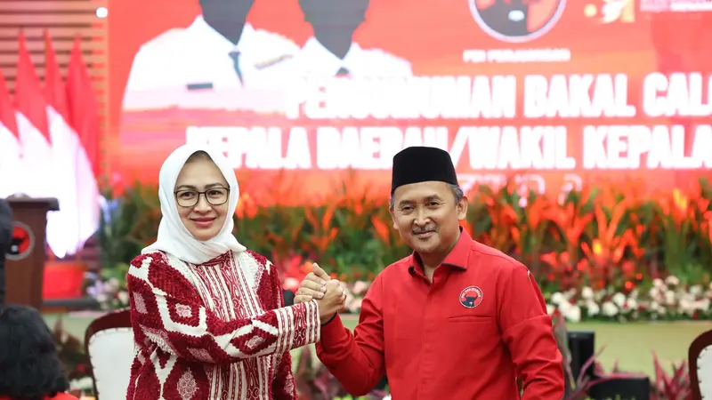 Bakal calon gubernur Banten Airin Rachmi Diany di Kantor DPP PDIP, Jakarta.