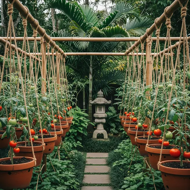 Ide Desain Kebun Tomat Gantung Ala Jepang