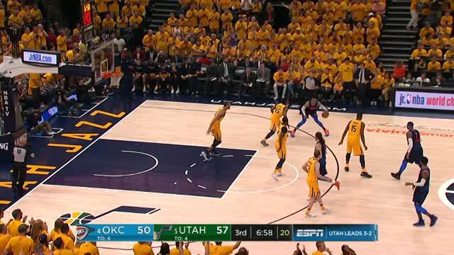 Berita video game recap NBA 2017-2018 antara Utah Jazz melawan Oklahoma City Thunder dengan skor 96-91.