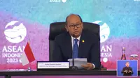 Wakil Menteri BUMN Rosan Perkasa Roeslani dalam Konferensi Pers AIPF 2023, di JCC Senayan, Jakarta, Rabu (6/9/2023). (Arief/Liputan6.com)