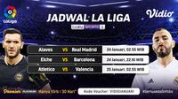 Live streaming pertandingan Liga Spanyol pekan ke-20 dapat disaksikan melalui platform Vidio. (Dok. Vidio)